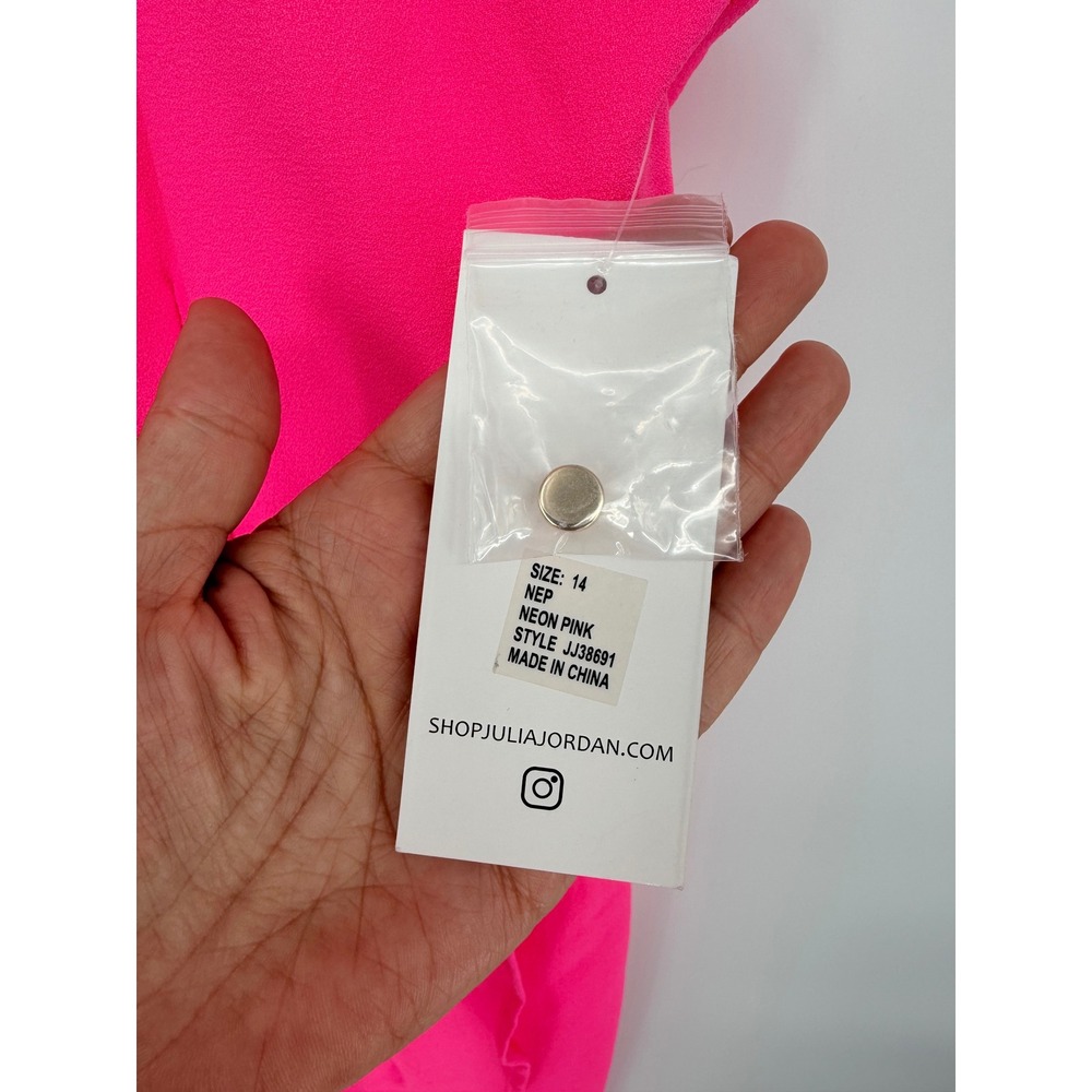 Julia Jordan Halter Midi Dress 14 Neon Pink Tulip Hem Barbiecore Wedding Guest - Picture 4 of 12